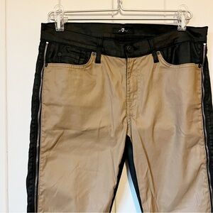 7 For All Man Kind Beige and Black Zipper Pants. Size 32.